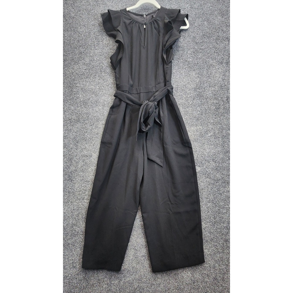 NWT J.Crew Women's Ruffle Sleeve Wide Leg Crepe Jumpsuit Black Formal Size 4